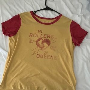 Cute yellow and red “Hi Roller of Queen” graphic tee